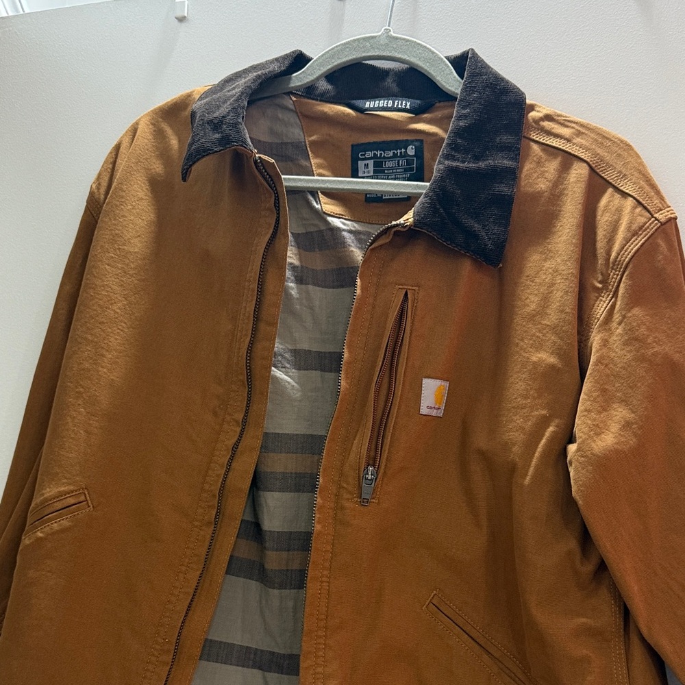 Carhartt Tan Jacket with Dark Brown Collar